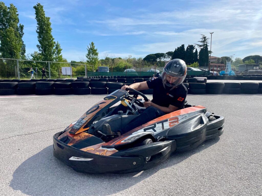 Karting driver racing fast